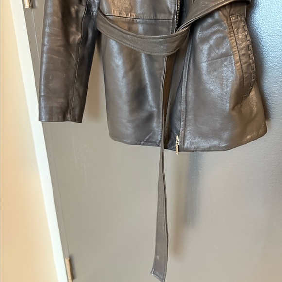 WHET BLU New York size 8 EUC/MINT lightly lined Lux leather belted side zip moto - Picture 14 of 16